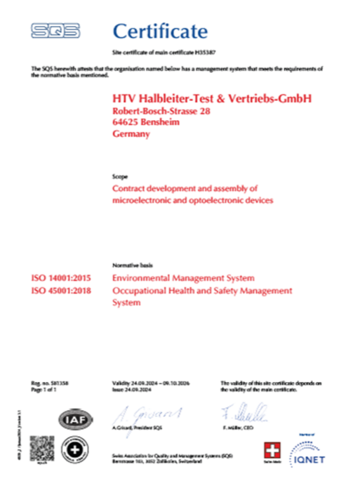 HTV HTVC ISO14001 45001 SQS 2026