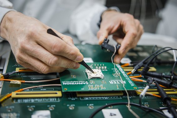 Technician Working in Electrical Measurements Laboratory