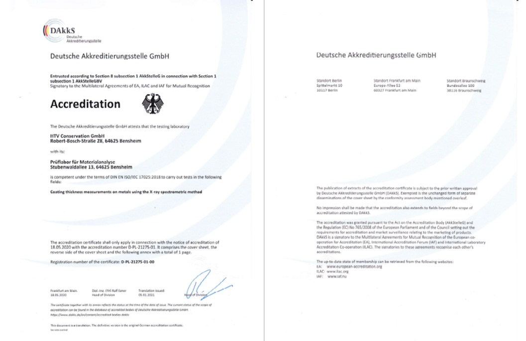 HTV ECSS Q ST 70 08C 38C DAkkS Thickness certificate
