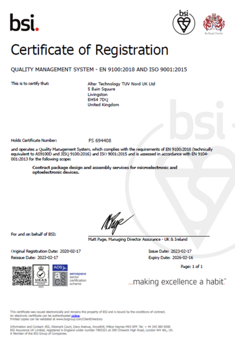 ATN UK EN9100 ISO9001 BSI 2026